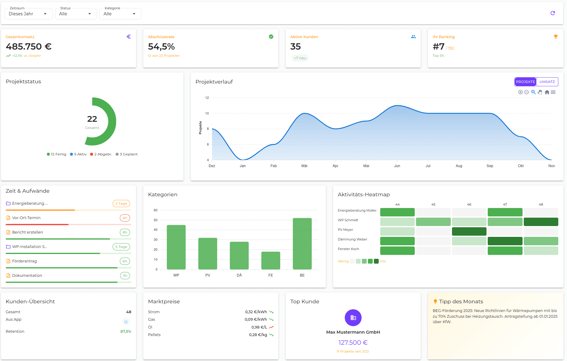 Professionelle Business-Plattform mit Analytics und Dashboard